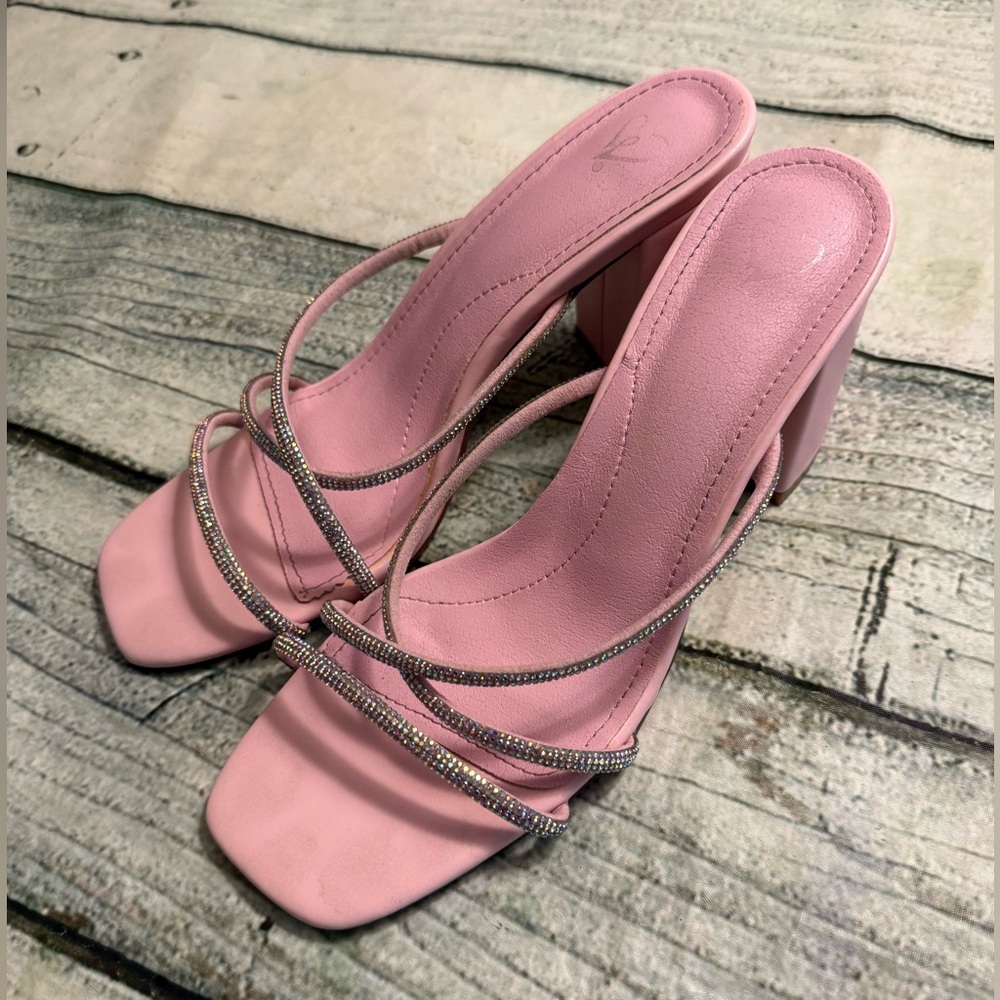 Windsor pink sparkly open toe heels. 7.5 - Picture 1 of 7